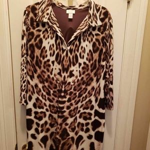 Chico's Animal print Blocked Shirt Dress Size 2  (which is a size 14)